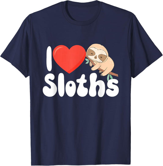 I Love Sloths - Wildlife Animal Lover Zookeeper Zoologist T-Shirt - T-Shirt | Navy