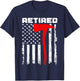 Funny Retired Firefighter USA Flag Fireman Retirement Outfit T-Shirt - T-Shirt | Navy