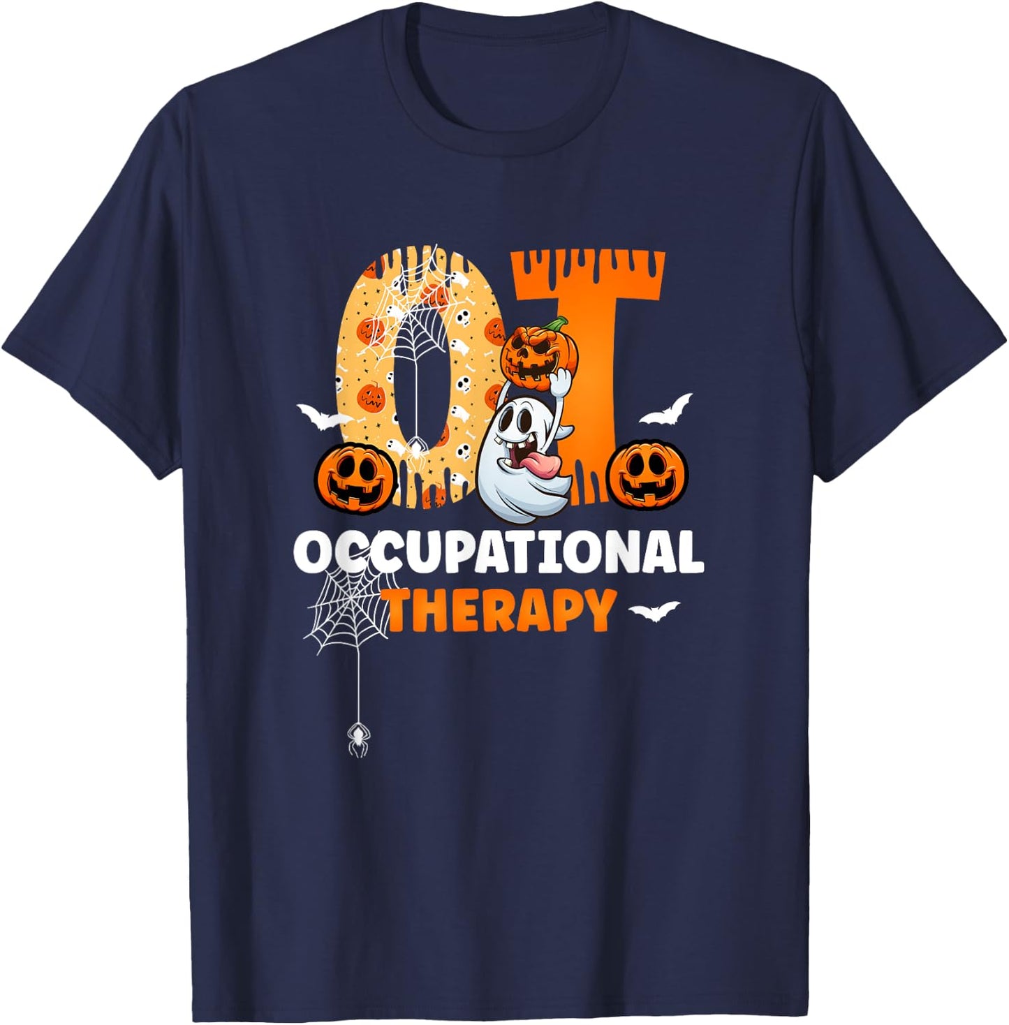 Spooky OT Occupational Therapy Therapist Halloween T-Shirt - T-Shirt | Navy