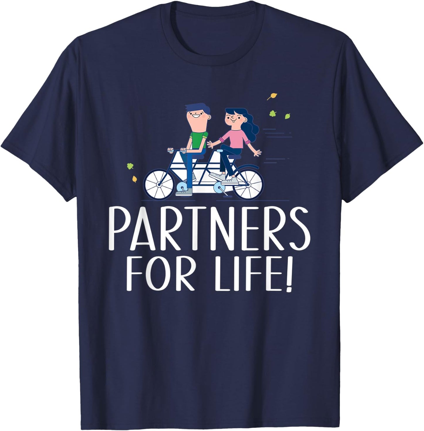 Couple Outfit Partners for Life Tandem Bike T-Shirt - T-Shirt | Navy