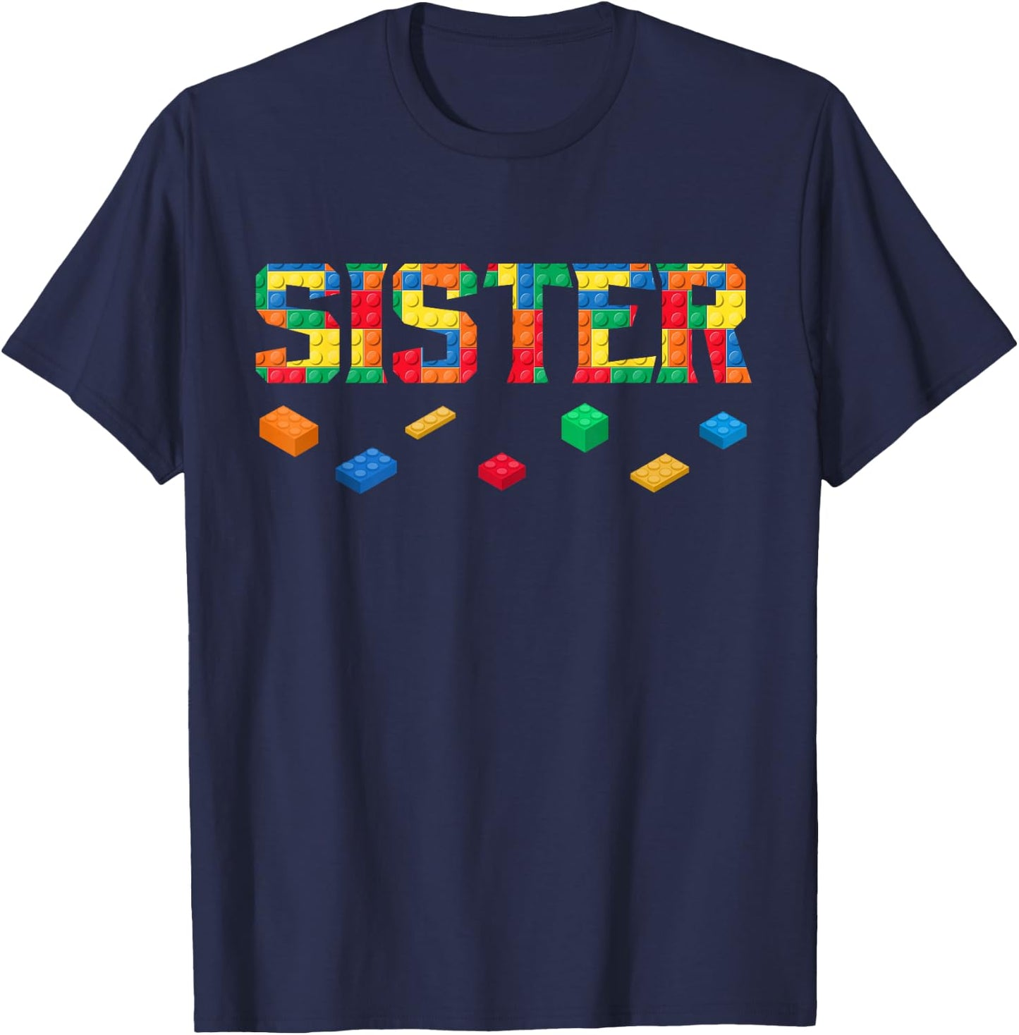Master Builder Sister Birthday Boy Building Bricks Blocks T-Shirt - T-Shirt | Navy