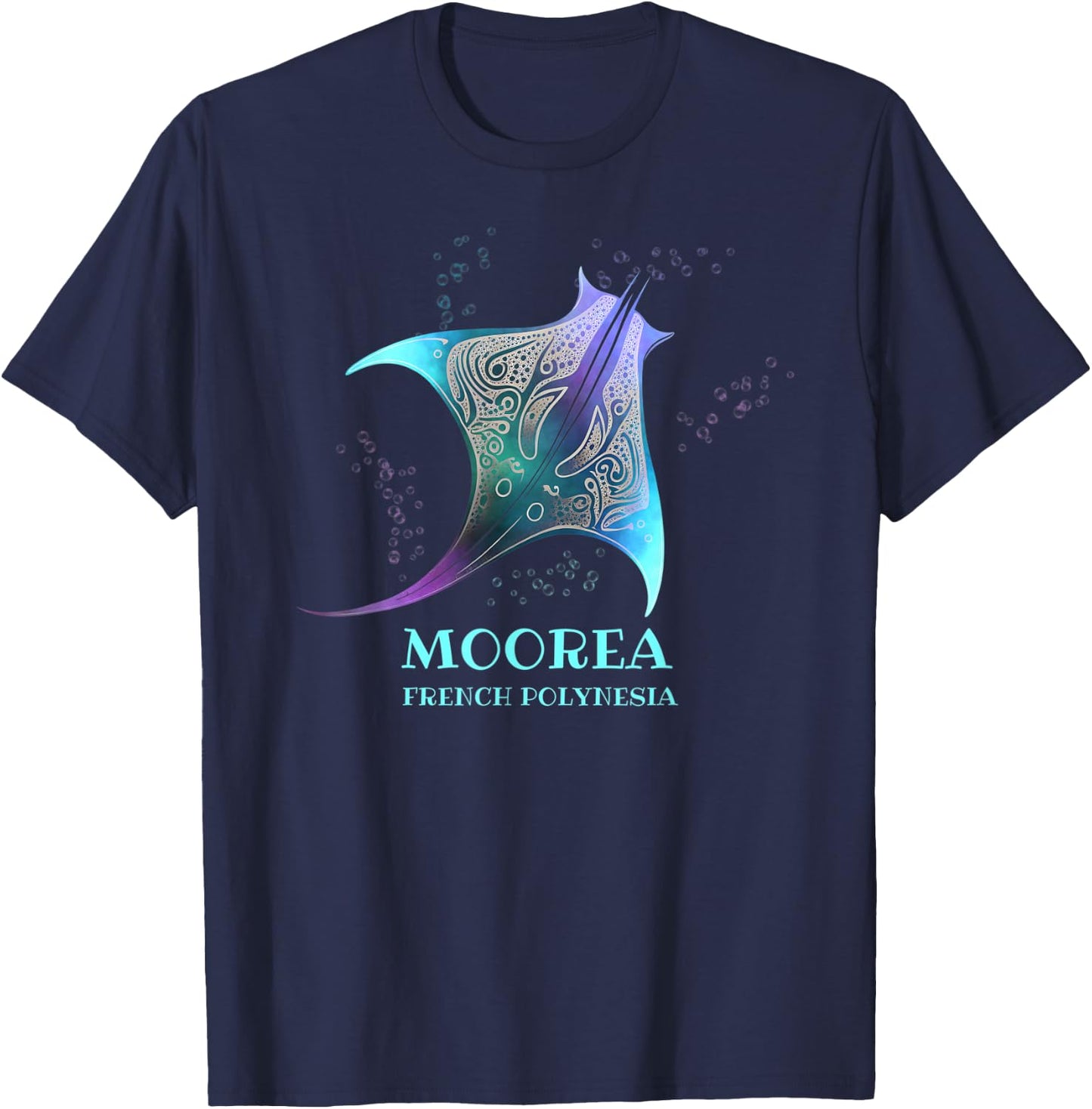 Stingray Manta Ray Scuba Diving, Moorea, French Polynesia T-Shirt - T-Shirt | Navy