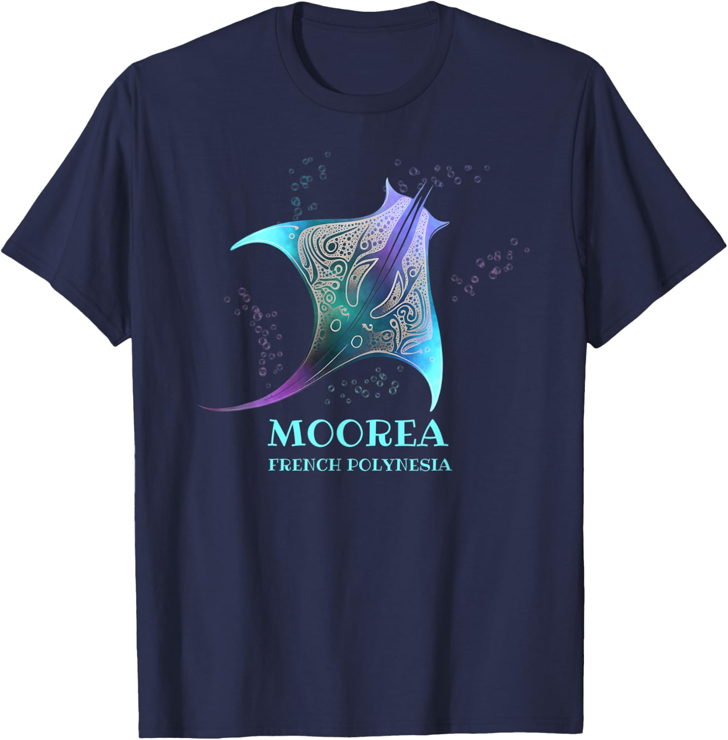 Stingray Manta Ray Scuba Diving, Moorea, French Polynesia T-Shirt - T-Shirt | Navy