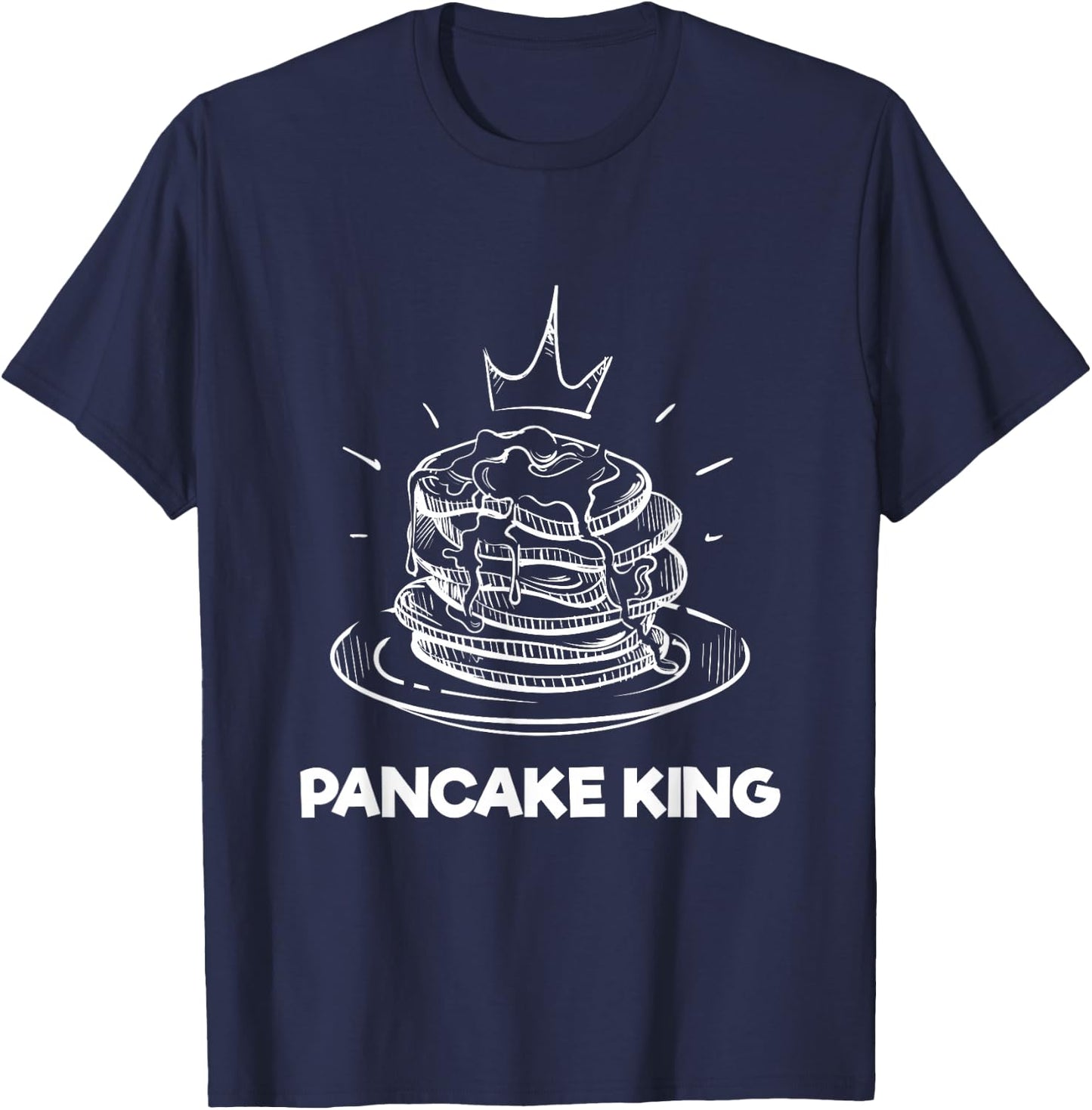 Pancake King Crown Funny Brunch Breakfast Lover T-Shirt - T-Shirt | Navy