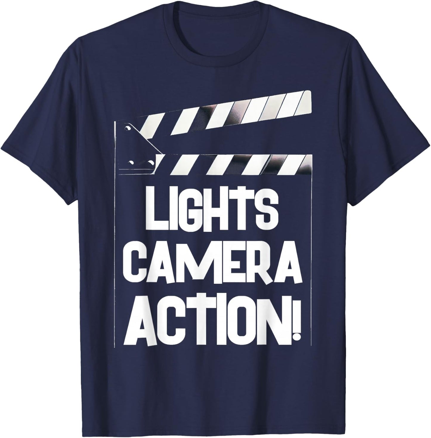 Lights Camera Action Clapper Board Film Crew Director T-Shirt - T-Shirt | Navy