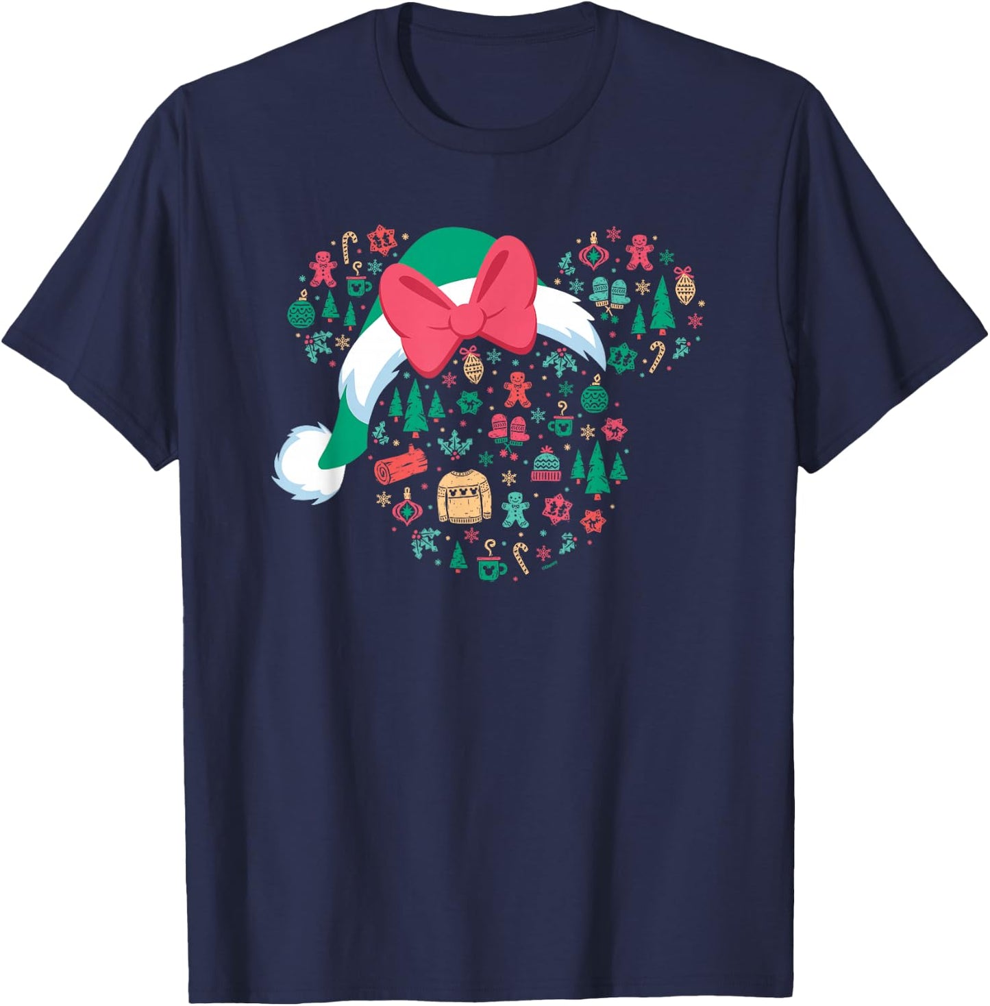 Disney Minnie Mouse Head Icon Christmas Holiday Santa Hat T-Shirt - T-Shirt | Navy