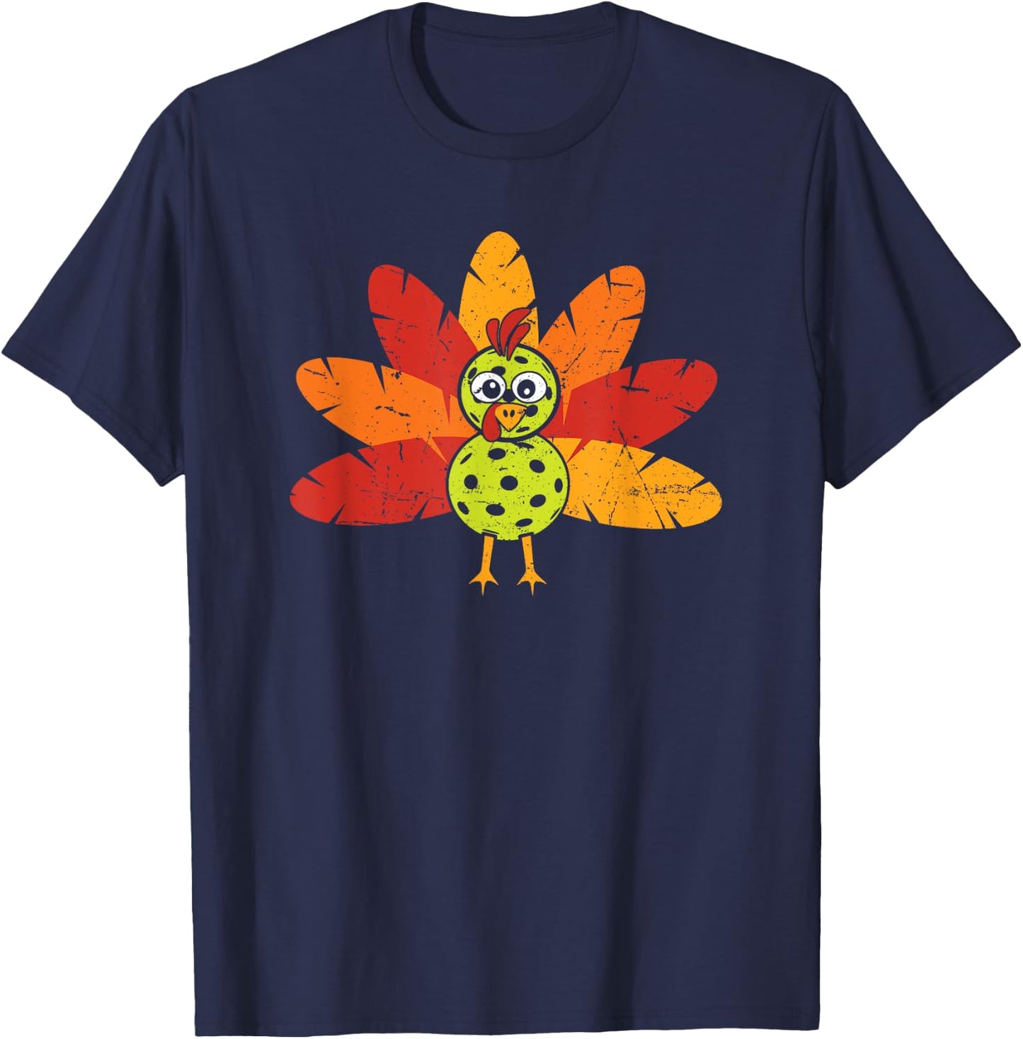 Thanksgiving Pickleball Funny Pickleball Turkey Thanksgiving T-Shirt - T-Shirt | Navy