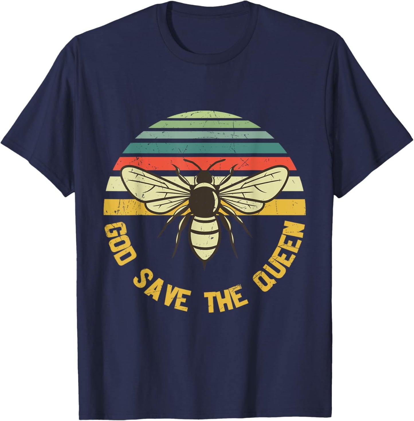 God Save the Queen Save the Bees Vintage T-Shirt - T-Shirt | Navy