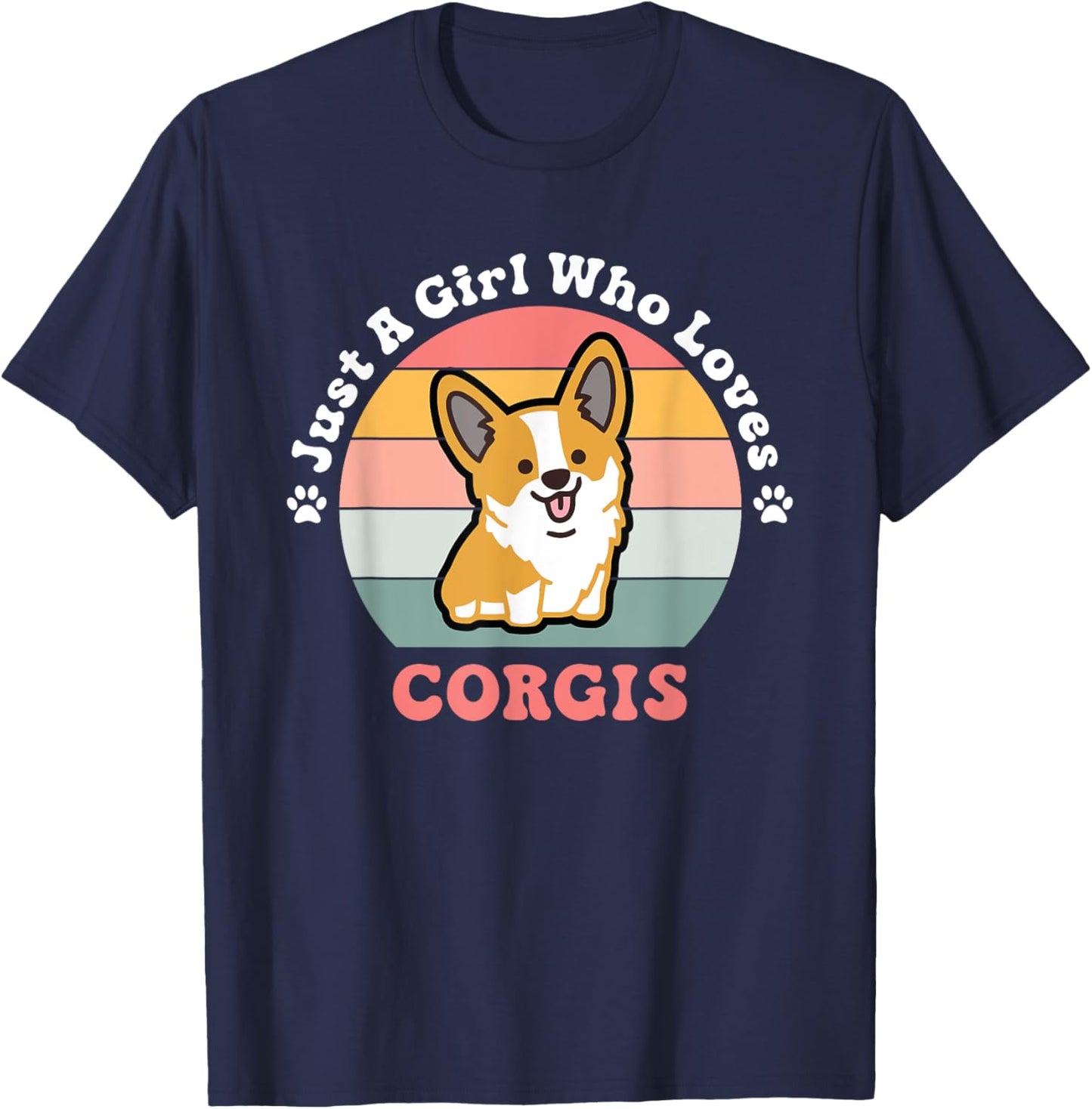 Just A Girl Who Loves Corgis Corgi Dog Design T-Shirt - T-Shirt | Navy
