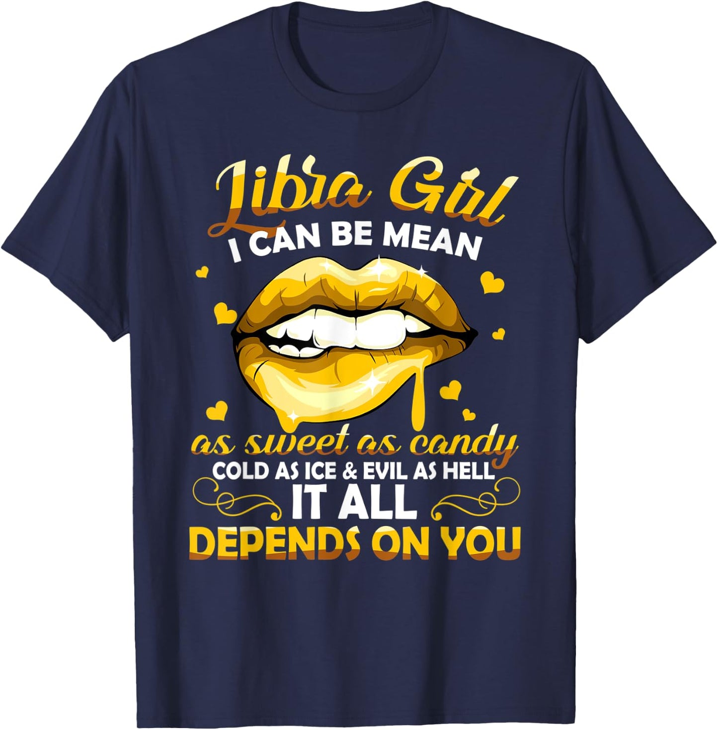 Libra Girl Zodiac Horoscope Birthday Sweet As Candy Lips T-Shirt - T-Shirt | Navy