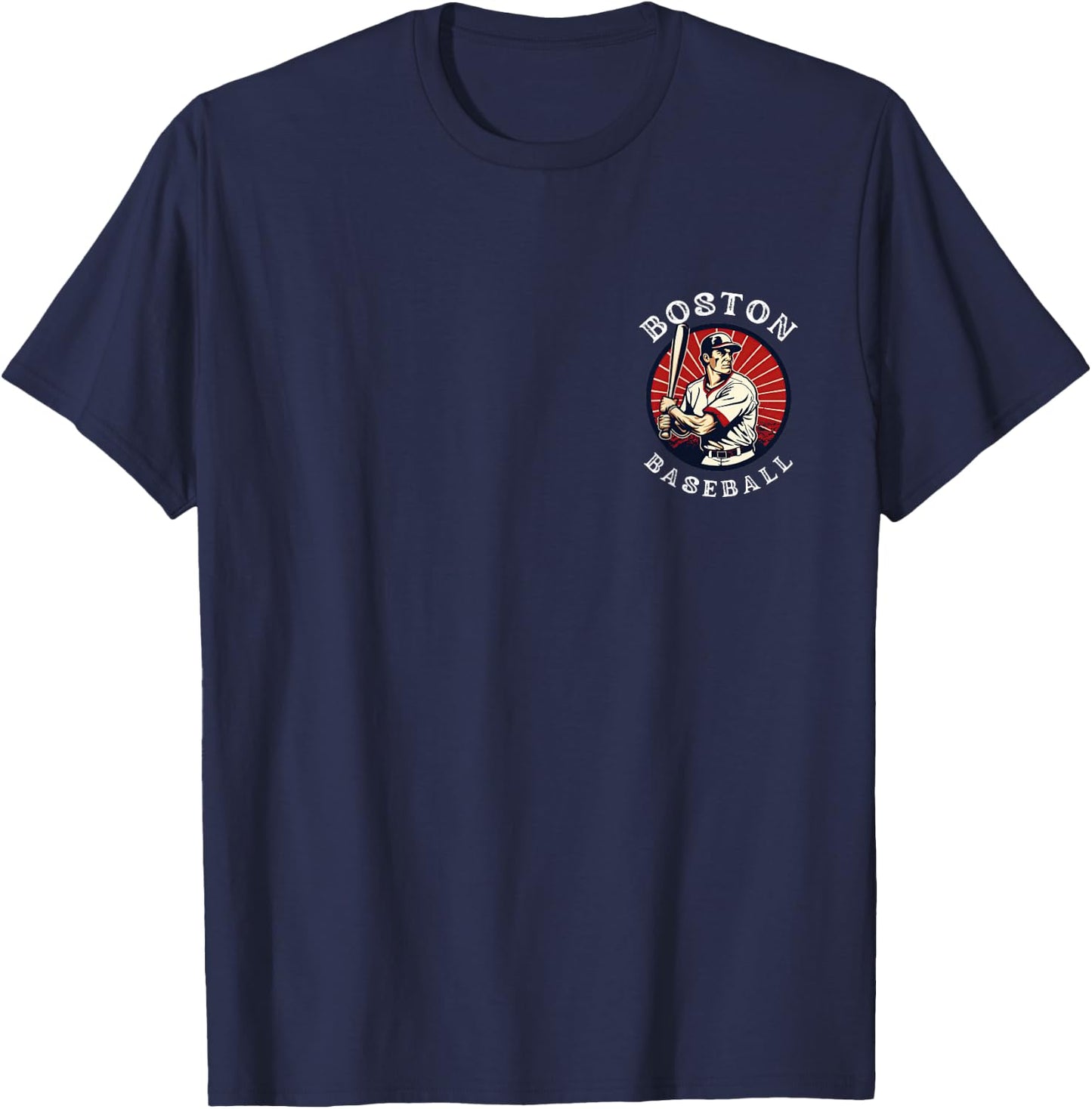 Boston Baseball Vintage Player Retro Baseball Lover T-Shirt - T-Shirt | Navy