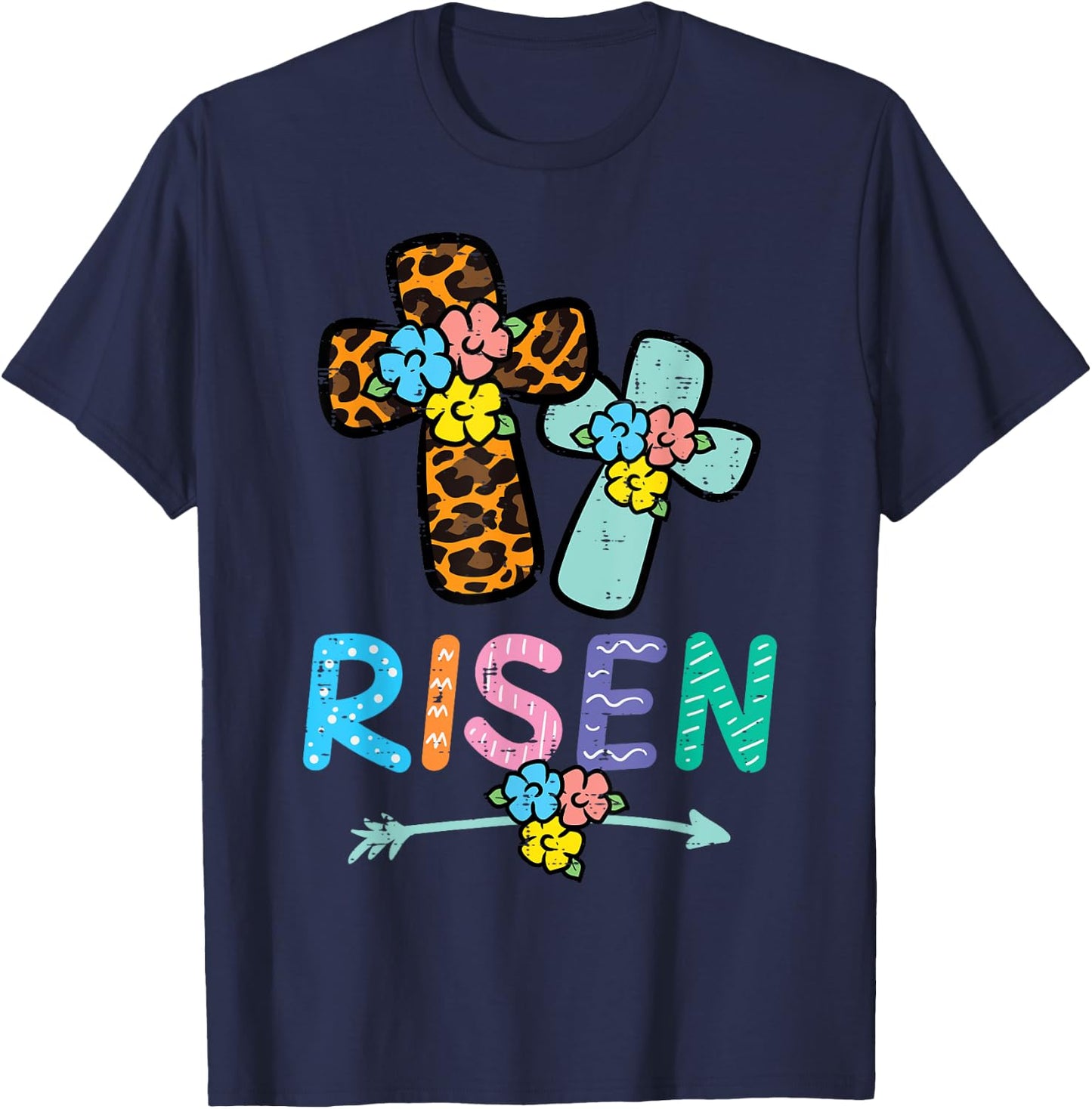 Easter Risen Jesus Cross Christian Women Girls Kids Toddler T-Shirt - T-Shirt | Navy