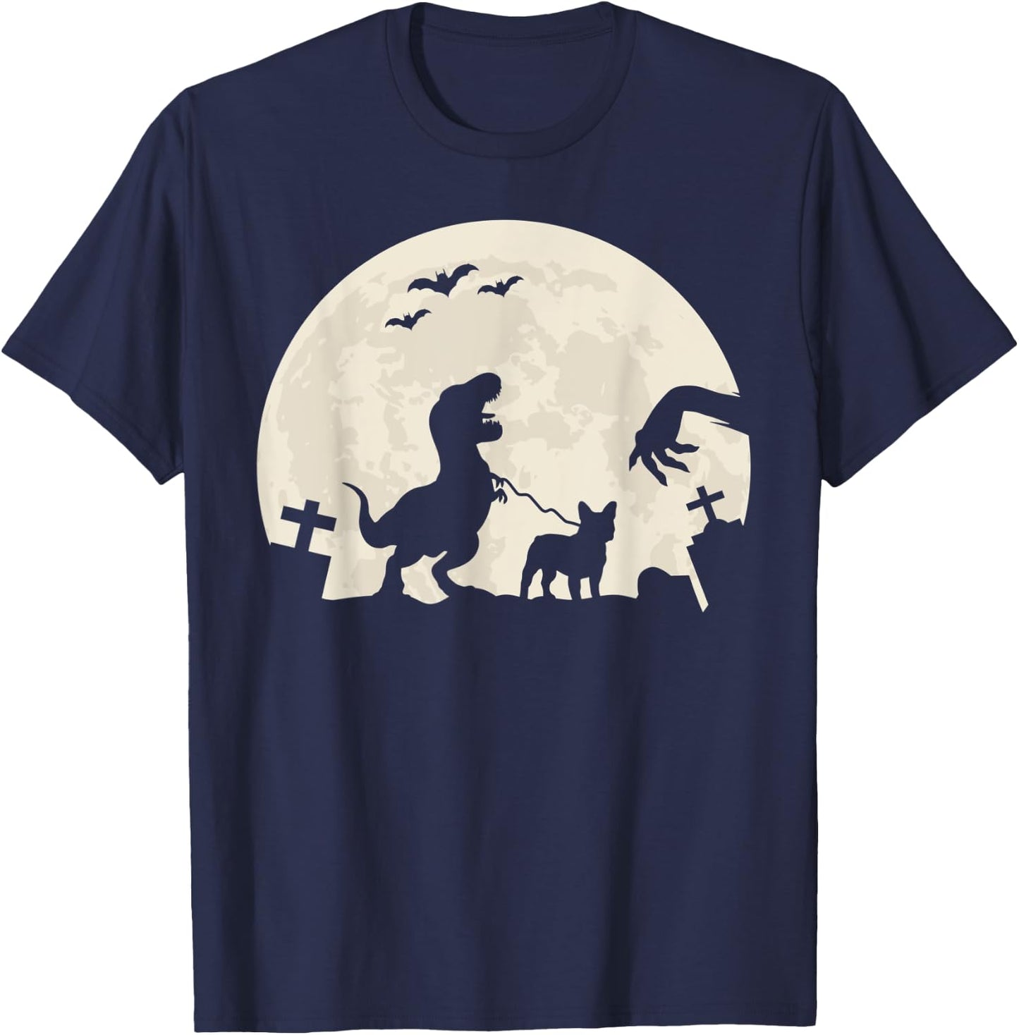 Halloween French Bulldog Dog Frenchie Dinosaur Costume Men Women Kids T-Shirt - T-Shirt | Navy
