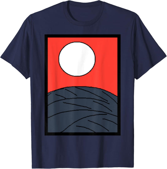 Funny Design Production Club Original Design Attention No.1 Japanese Karuta Hanafuda Moon T-Shirt - T-Shirt | Navy