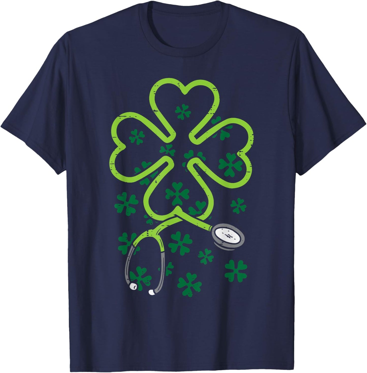 Shamrock Stethoscope Scrub Nurse St Patricks Day RN Women T-Shirt - T-Shirt | Navy