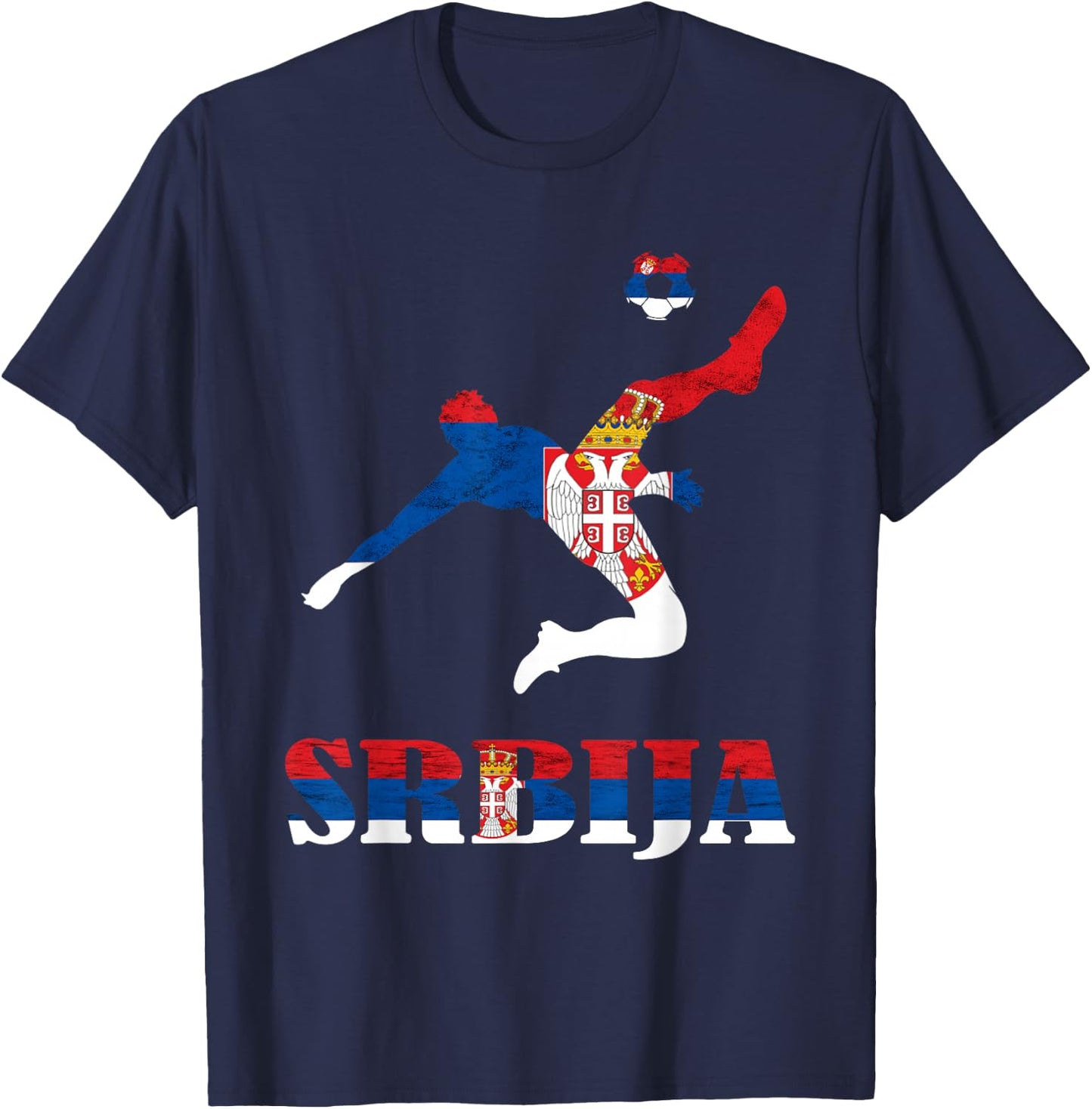 Serbia Soccer Player Srbija Serbian Pride Serbian Flag T-Shirt - T-Shirt | Navy