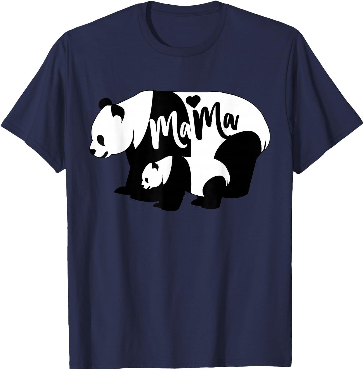 Mama Cute Baby Panda Bear Mothers Day Mama Heart T-Shirt - T-Shirt | Navy