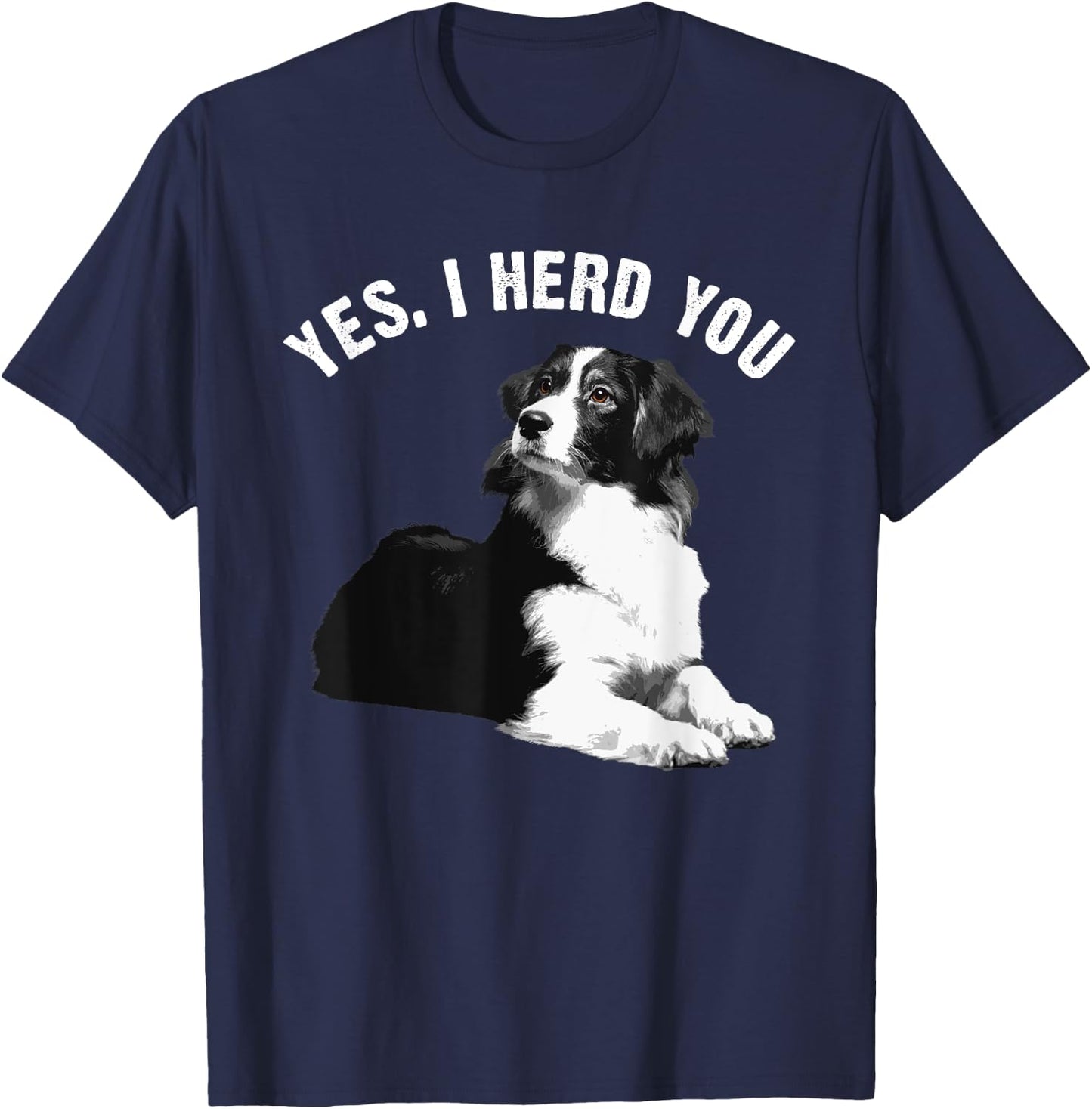Funny Border Collie Art Men Women Puppy Border Collie Lovers T-Shirt - T-Shirt | Navy
