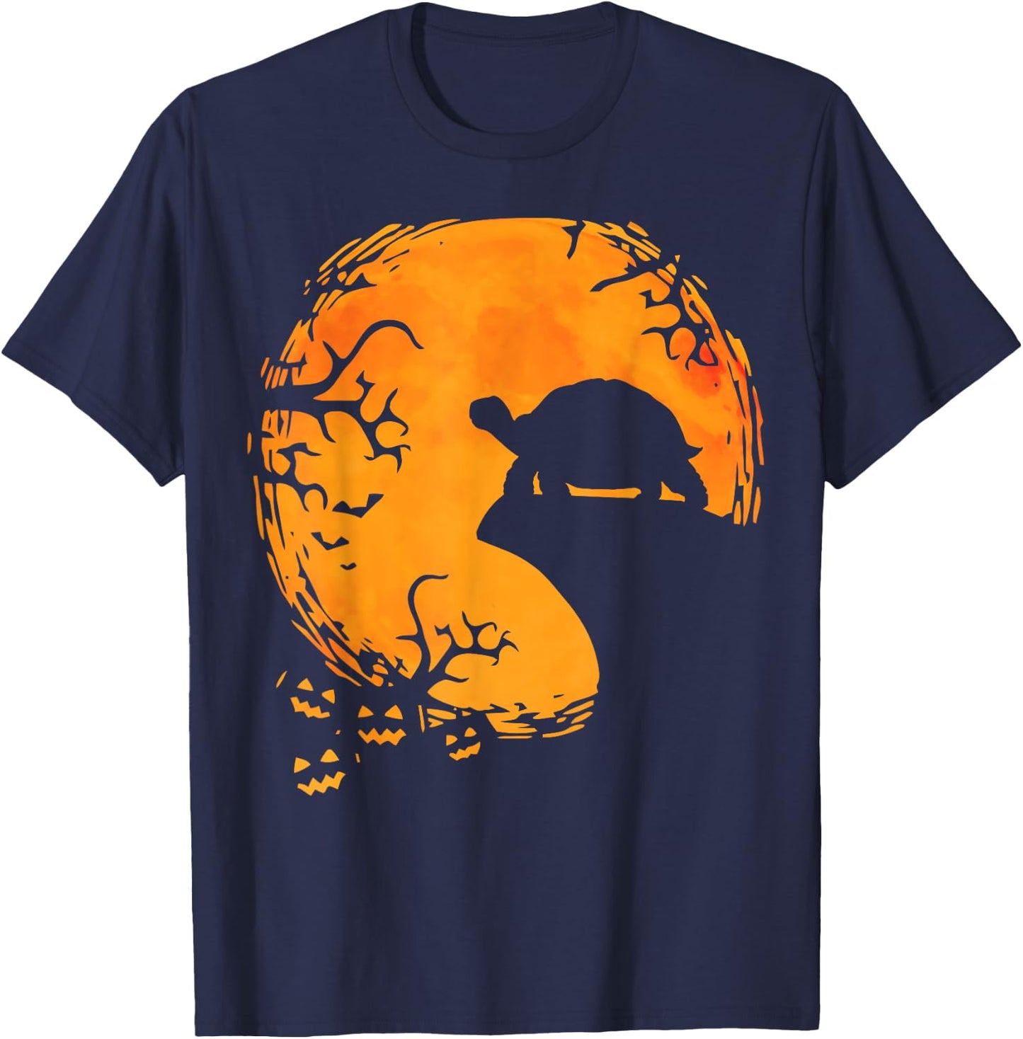 Funny Tortoise Halloween Silhouette Spooky Tortoise Lover T-Shirt - T-Shirt | Navy