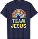 Happy Colorful Team Jesus Rainbow Pride Green Yellow T-Shirt - T-Shirt | Navy