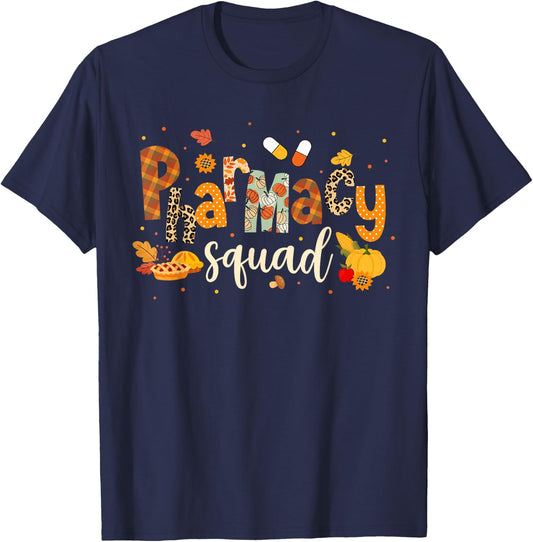 Funny Pharmacy Squad Pharmacist Thanksgiving Fall Pumpkin T-Shirt - T-Shirt | Navy