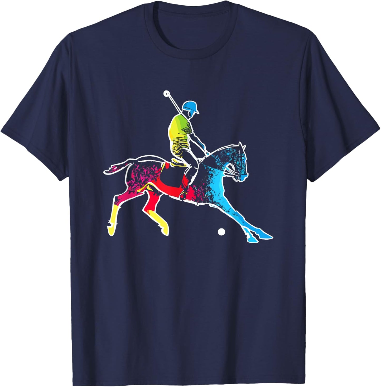 Horse Polo Player - Colorful Polo Sports Horseback Riding T-Shirt - T-Shirt | Navy
