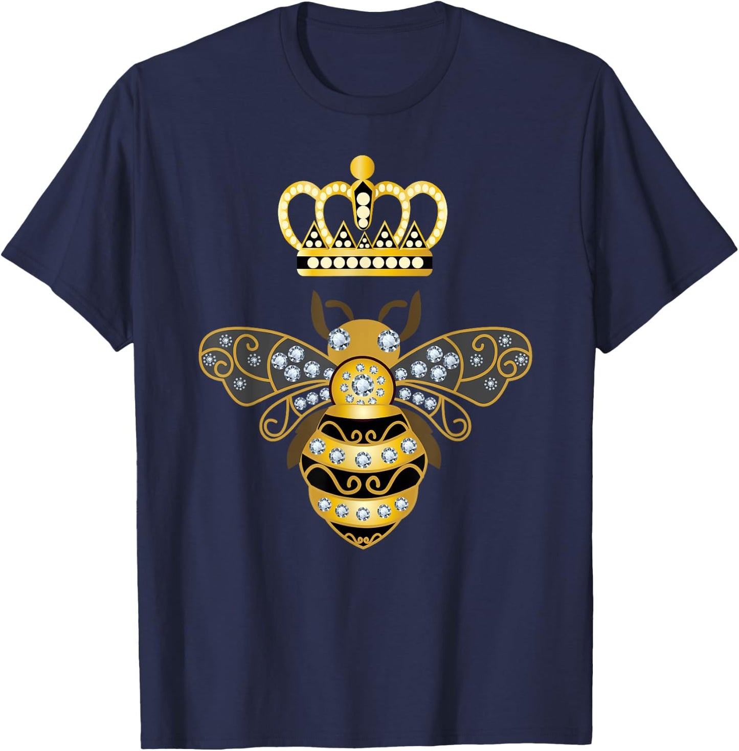 Queen Bee Crown Women Men Girls Honey Hive Beekeeping Bee T-Shirt - T-Shirt | Navy