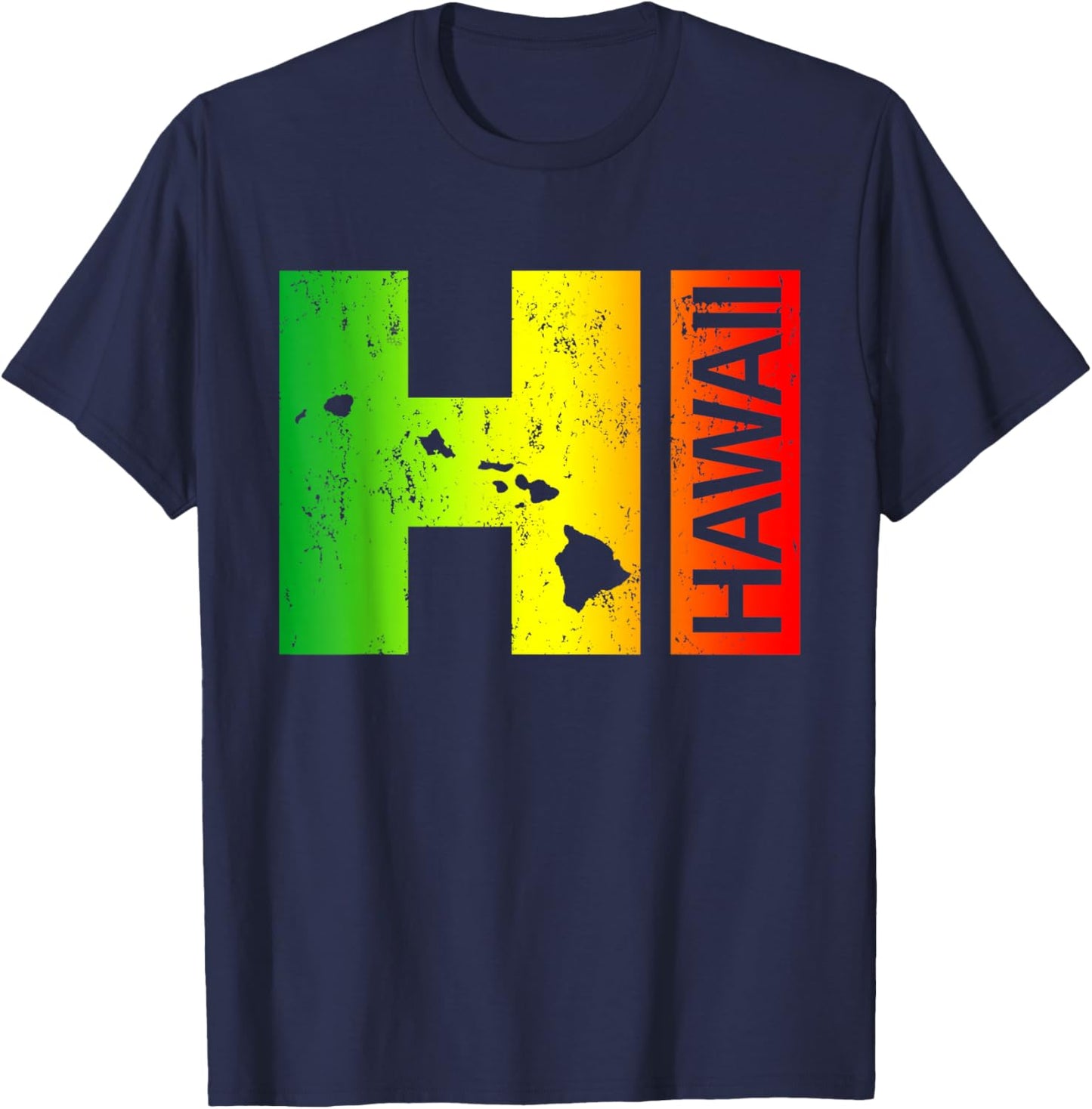 HI Hawaii Islands Hawaiian Beach T-Shirt - T-Shirt | Navy