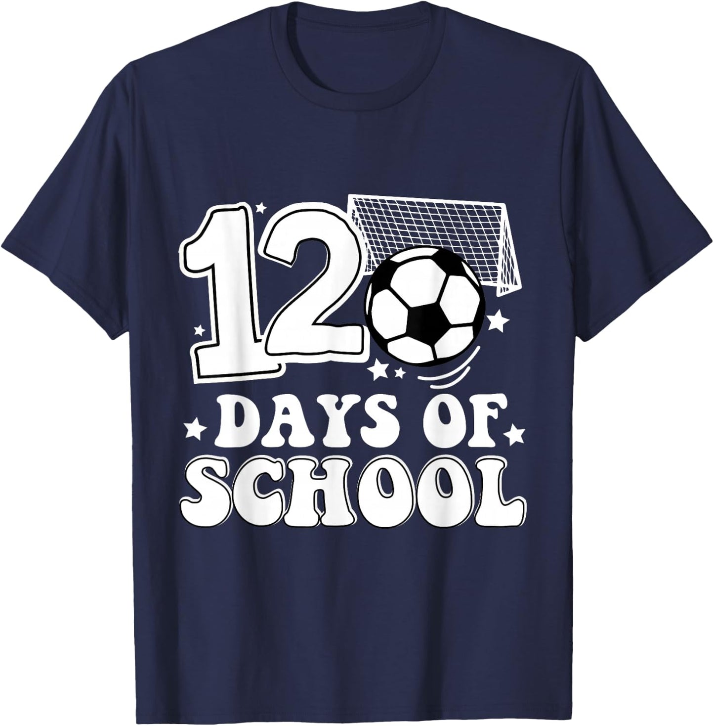Funny 120 Day of School Soccer Lover T-Shirt - T-Shirt | Navy