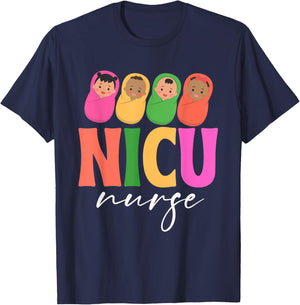 Groovy NICU Nurse ICU Neonatal Team Tiny Humans For T-Shirt - T-Shirt | Navy