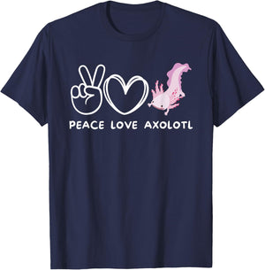 Peace, Love Axolotl Retro Axolotl Lover T-Shirt - T-Shirt | Navy