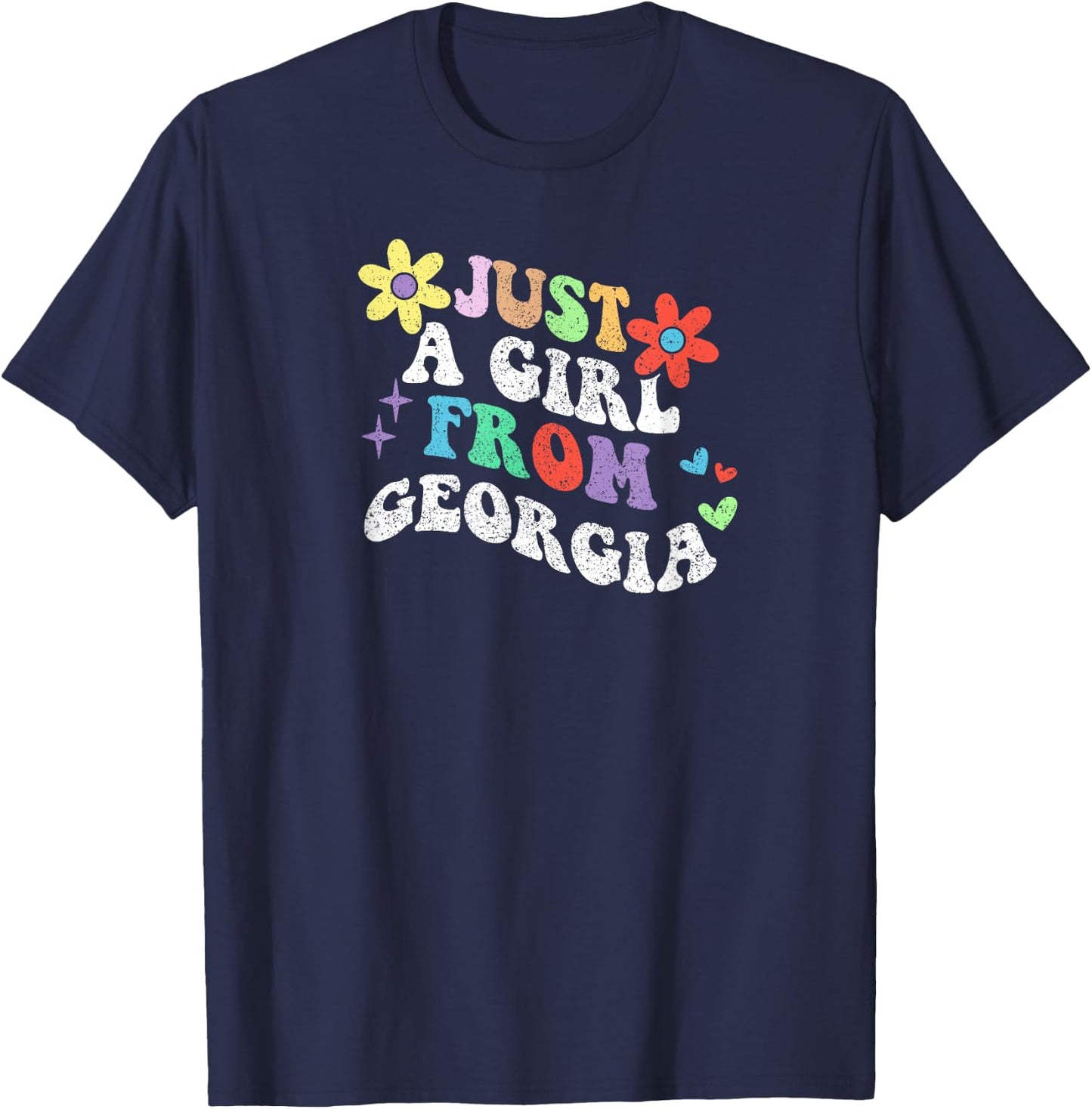 Retro Groovy Just A Girl From Georgia Mother's Day 2023 T-Shirt - T-Shirt | Navy