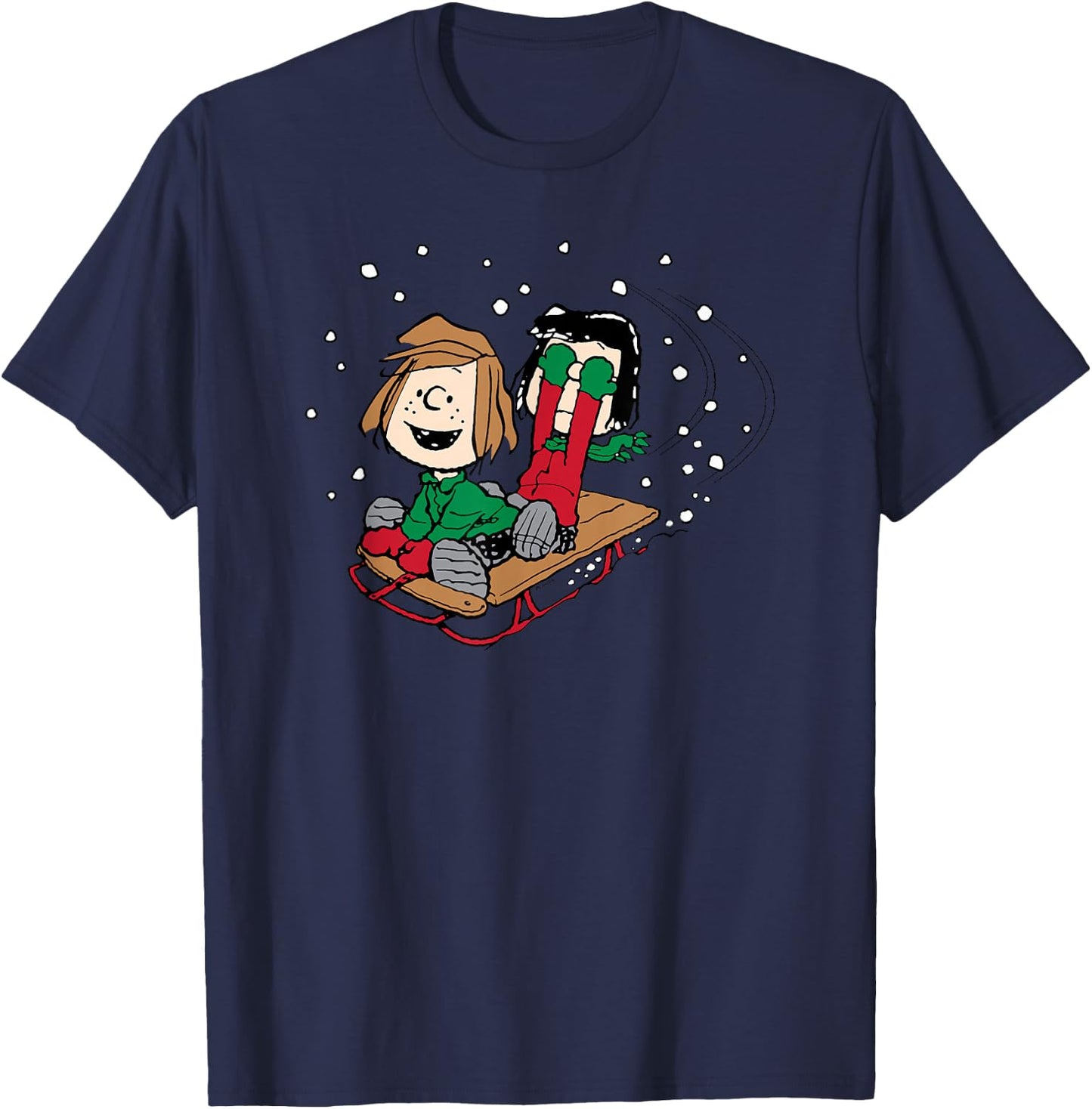 Peanuts - Peppermint Patty Sledding T-Shirt - T-Shirt | Navy