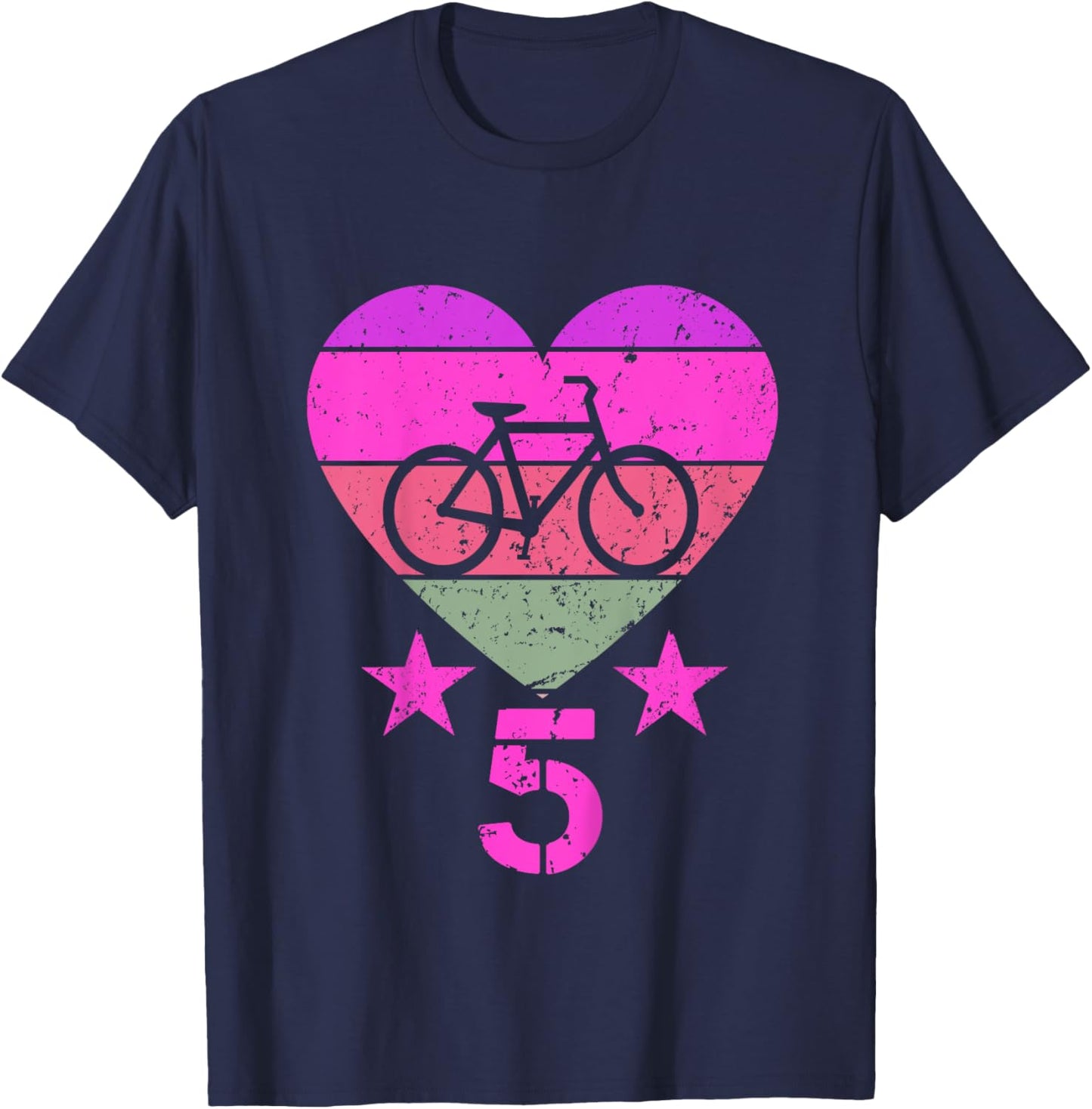 Bicycle Birthday 5 Year Old Boy Girl Bike 5th Birthday T-Shirt - T-Shirt | Navy