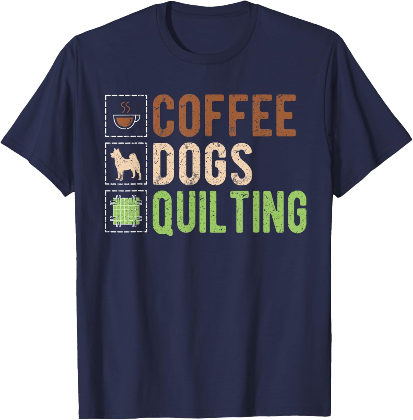 Coffee Dogs Quilting T-Shirt - T-Shirt | Navy