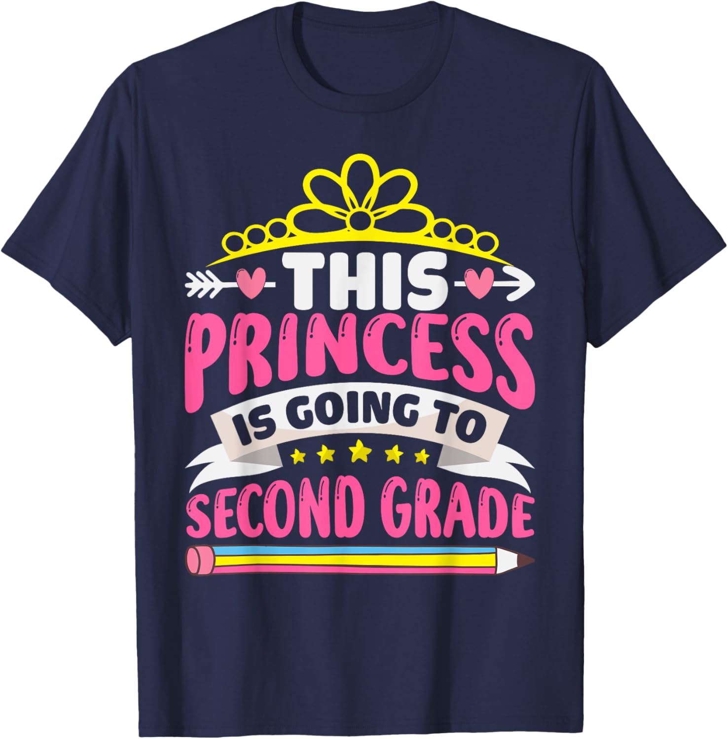 This Princess Is Going To Second Grade Girls Back to School T-Shirt - T-Shirt | Navy