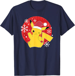 Pokémon - Pikachu Santa Hat Ugly Sweater T-Shirt - T-Shirt | Navy