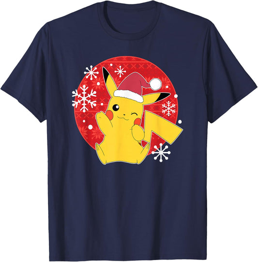 Pokémon - Pikachu Santa Hat Ugly Sweater T-Shirt - T-Shirt | Navy