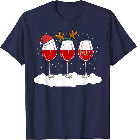 Funny Wine Gifts Men Women Wine Ugly Christmas Wine T-Shirt - T-Shirt | Navy