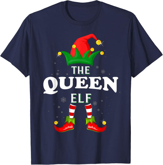 Xmas Queen Elf Family Matching Christmas Pajama T-Shirt - T-Shirt | Navy