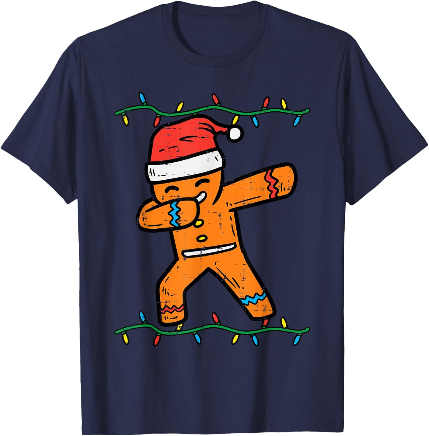 Dabbing Gingerbread Man Cookie Christmas Boys Men Kids Xmas T-Shirt - T-Shirt | Navy