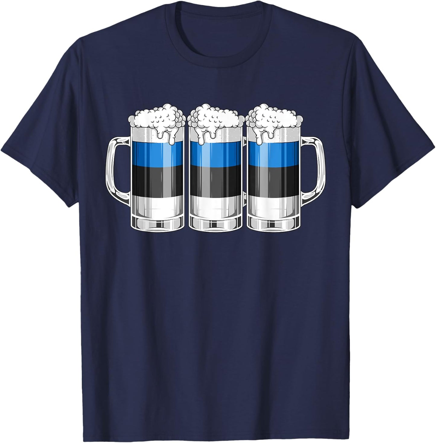 Beer Estonian Shirt - Beer Estonia Flag Patriotic T-Shirt - T-Shirt | Navy