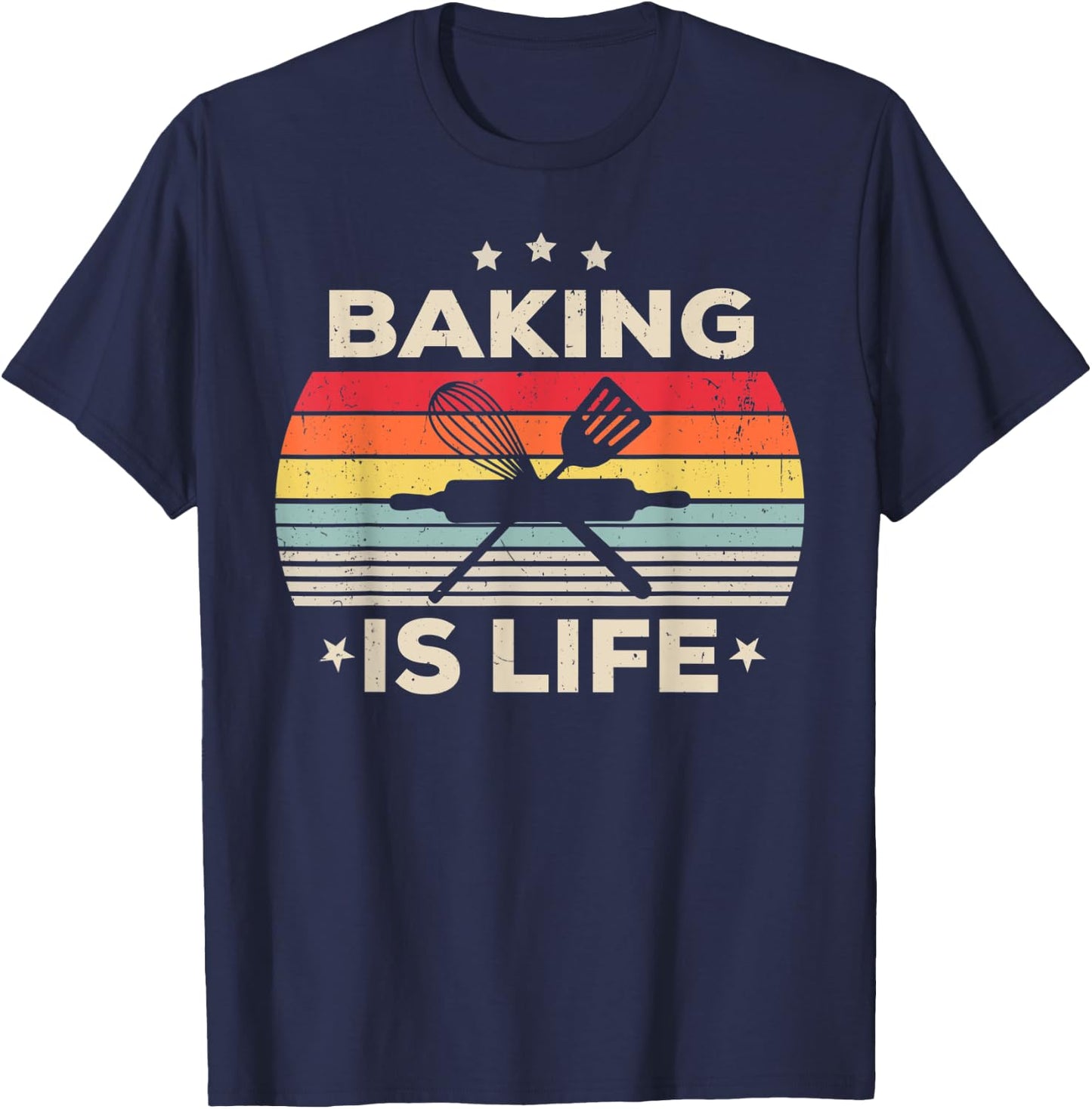 Baking Is Life For Girls Women Men Boys Pastry Baker Vintage T-Shirt - T-Shirt | Navy