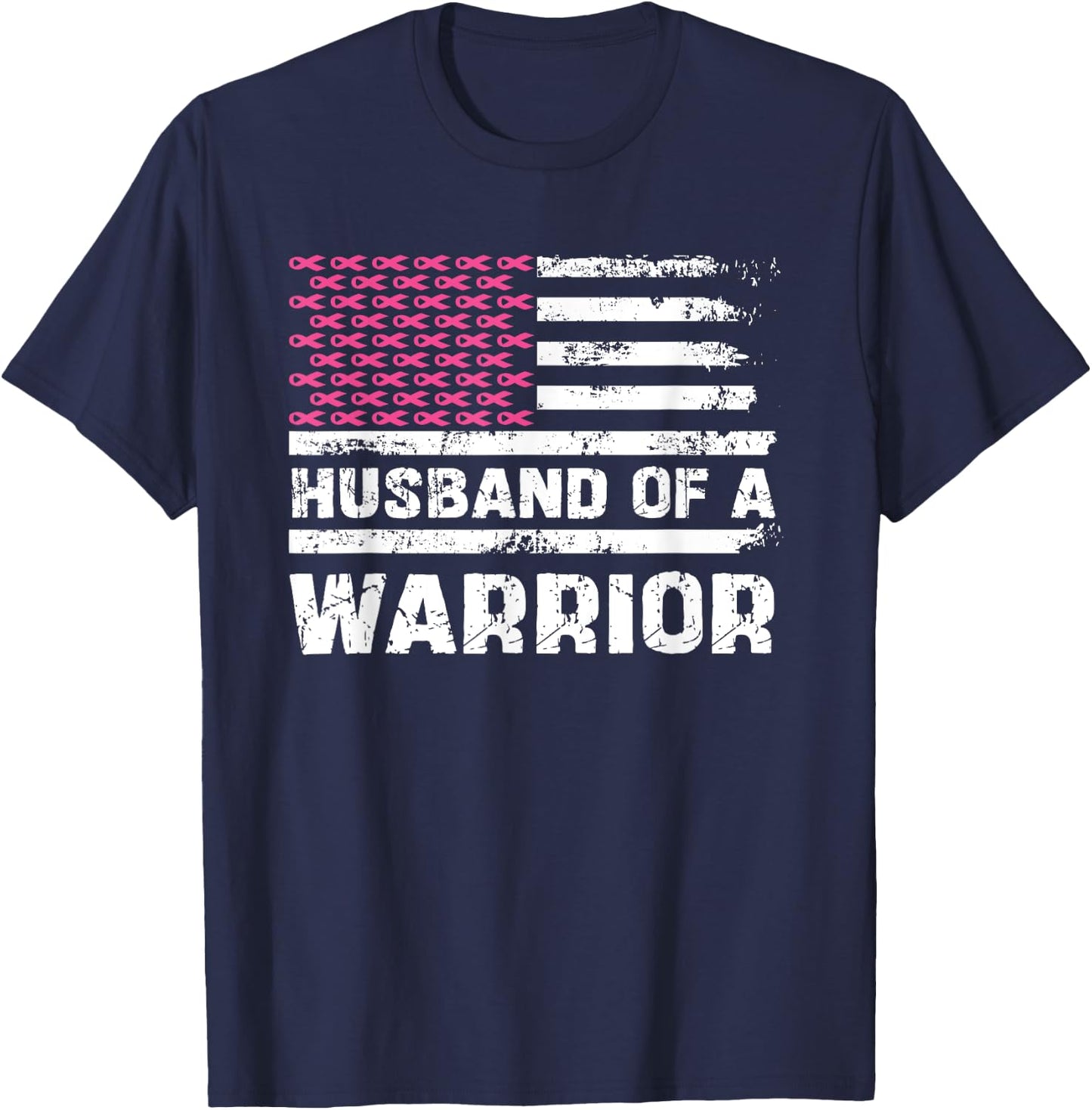 husband of a warrior Breast Cancer Awareness support squad T-Shirt - T-Shirt | Navy