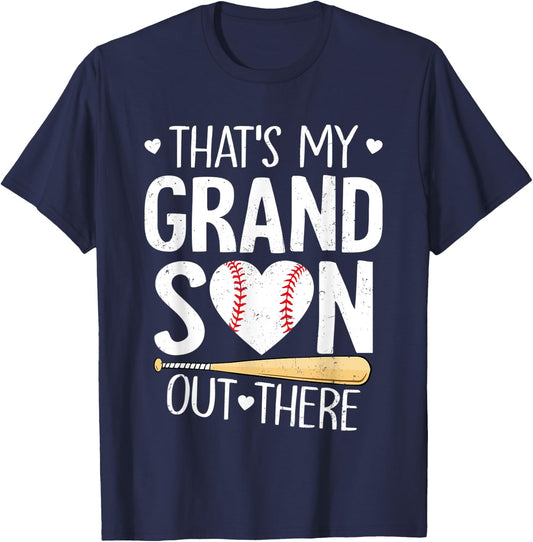 Baseball Funny That's My Grandson Out There Baseball T-Shirt - T-Shirt | Navy