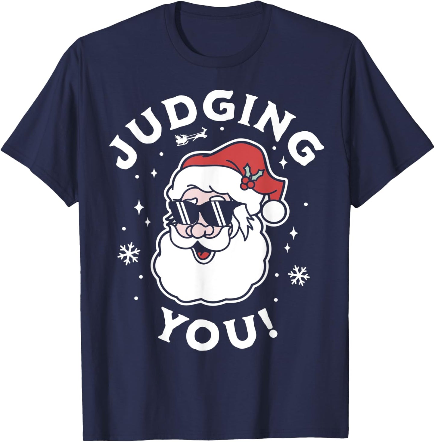 Judging You - Funny Ugly Christmas Sweater Santa Claus T-Shirt - T-Shirt | Navy