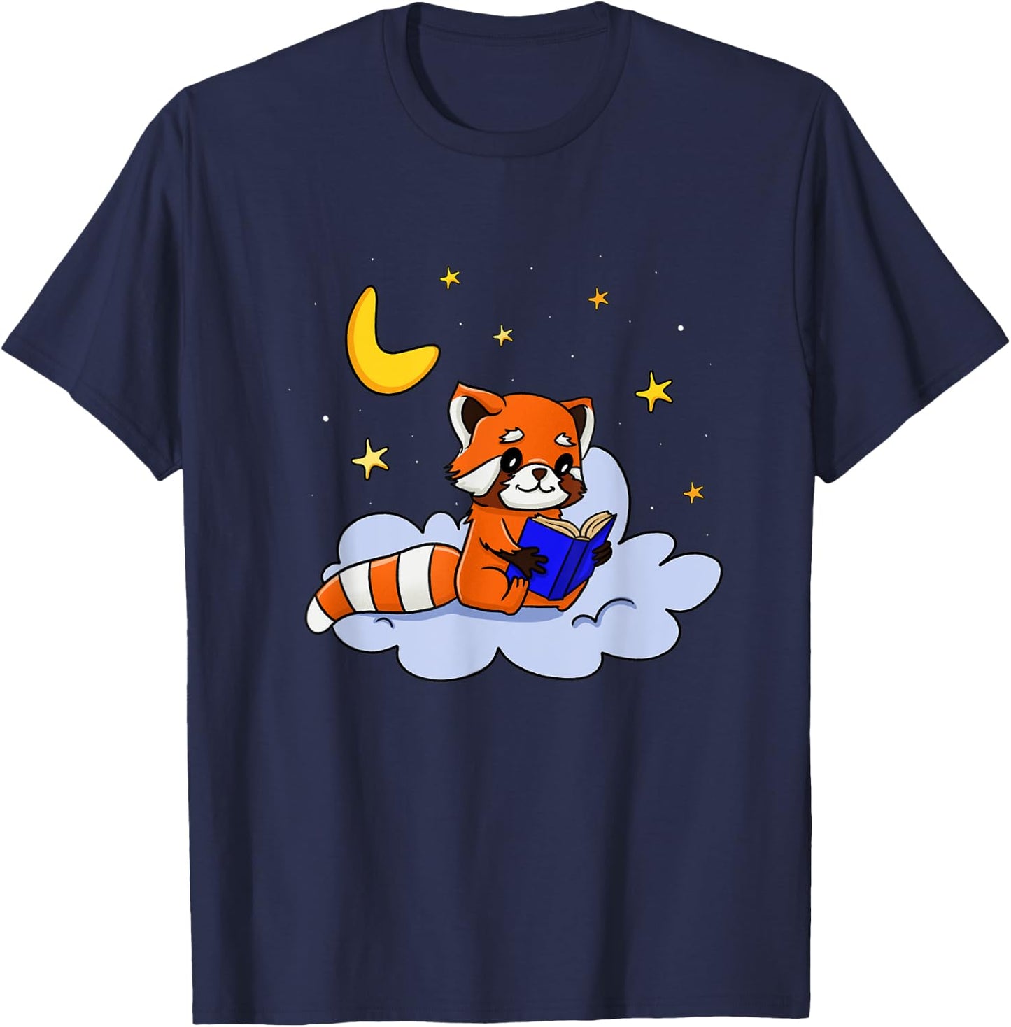 Funny Red Panda Reading Book for Bookworm and Book Lover T-Shirt - T-Shirt | Navy