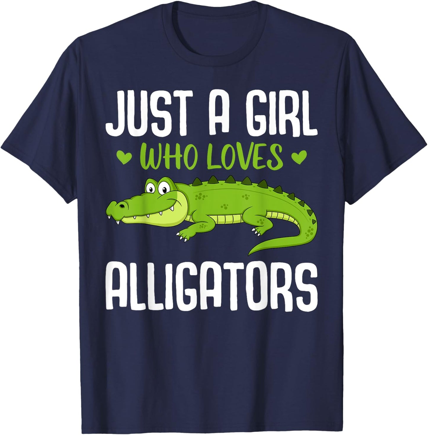 Funny Alligator Design Girls Kids Women Reptile Gator Lover T-Shirt - T-Shirt | Navy