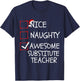 Nice Naughty Awesome Substitute Teacher Santa Christmas List T-Shirt - T-Shirt | Navy