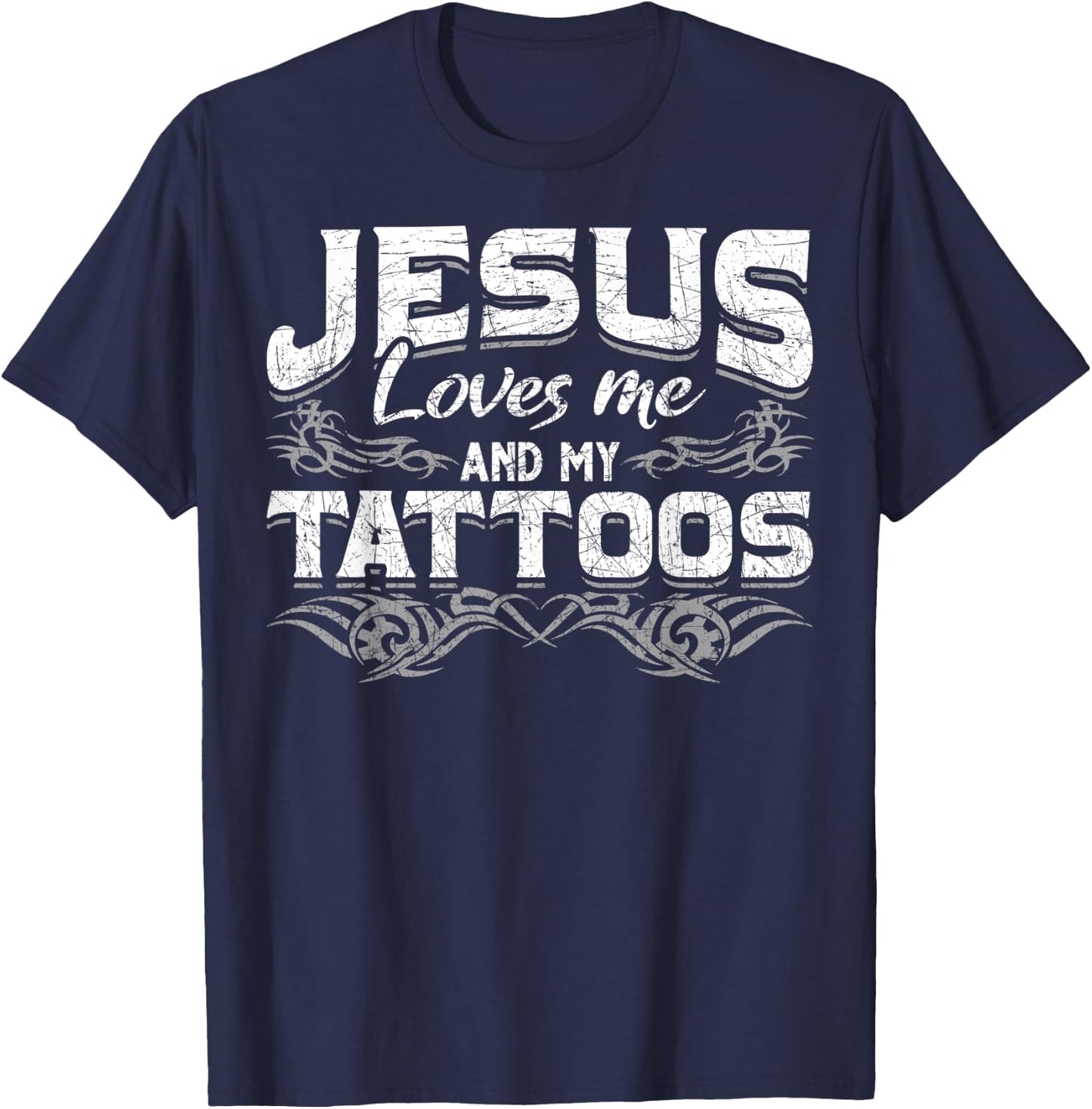 Inked Jesus Prayer Tattooed Christian Tattoo Artist Tattoo T-Shirt - T-Shirt | Navy